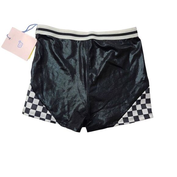 Girls Checkered Gymnastics Shorts More Than Magic Black NEW - Picture 2 of 2